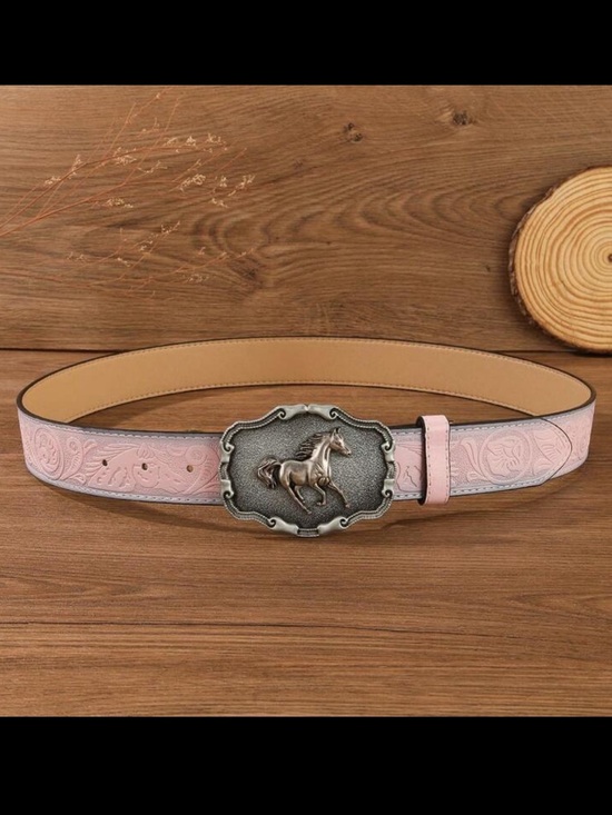 1pc Pink Belt, Vintage Y2K Style, Western Cowboy Belt Alloy Buckle main image 8